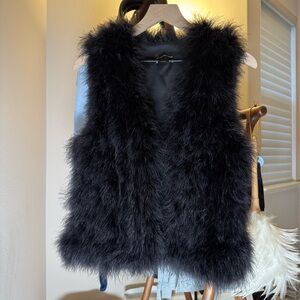Club Monaco Ostrich Feather Black Vest XS